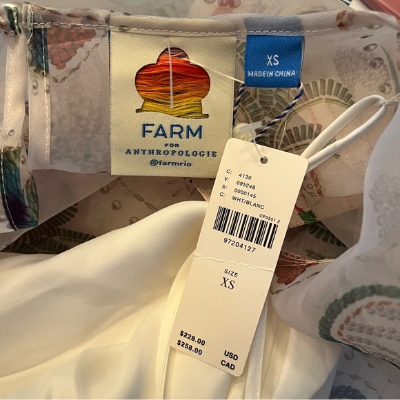 Farm Rio X Anthropologie Semi Sheer Puff Sleeve Mini Dress NWT Size XS Hearts - Picture 7 of 9